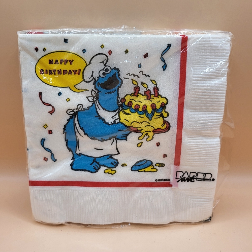Vintage Sesame Street Cookie Monster birthday party napkin